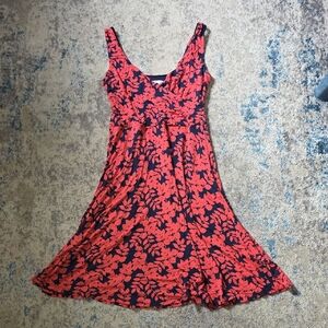 Boden Willa Jersey Dress Sz 6P Sleeveless Floral Pink Navy Blue V Neck Faux Wrap
